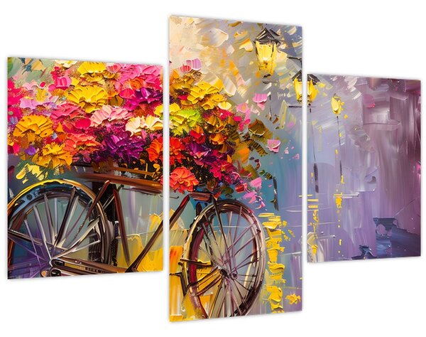 Obraz - Bicykel s kvetmi (90x60 cm)