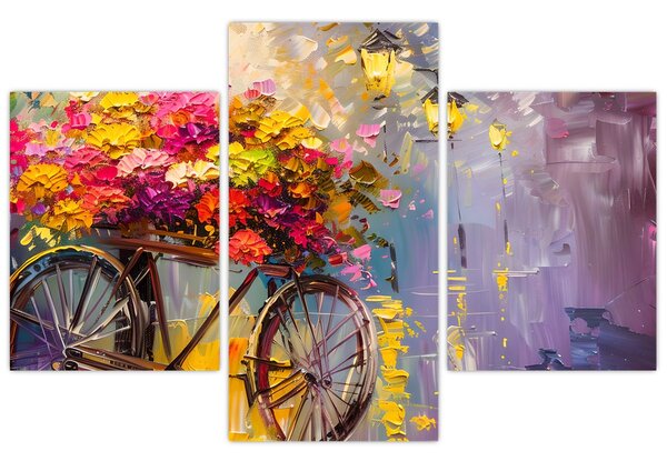 Obraz - Bicykel s kvetmi (90x60 cm)