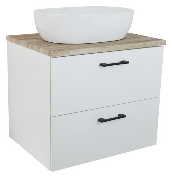 Comodo Kúpeľňová skrinka pod doskové umývadlo Agria NEW W 60-HD - biela/dub sonoma