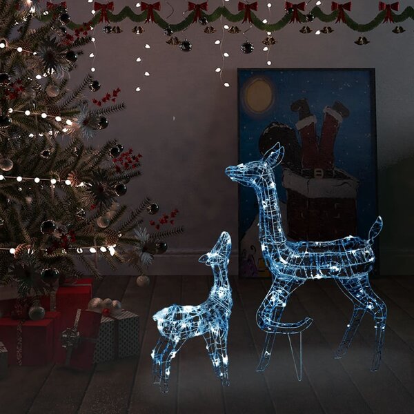 Akrylová sobia rodinka vianočná dekorácia 160 LED studená biela