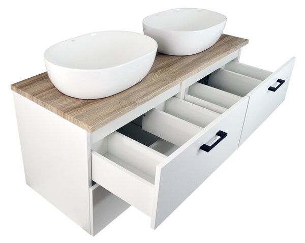 Comodo Kúpeľňová skrinka pod doskové umývadlo Agria NEW W 120-HD - biela/dub sonoma