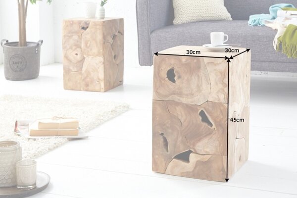 Dizajnový odkladací stolík Junk 30 cm teak
