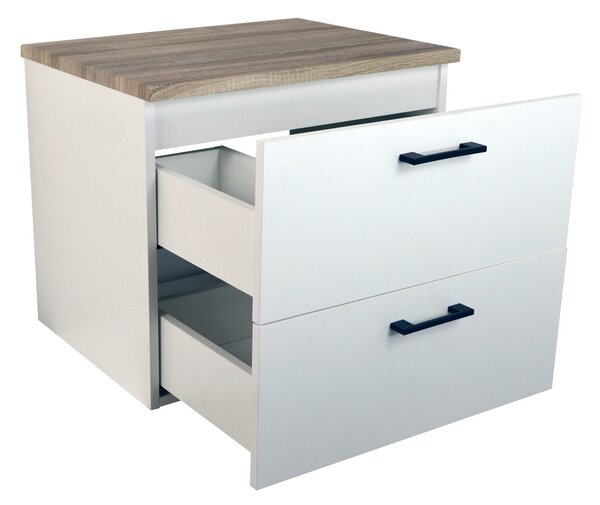 Comodo Kúpeľňová skrinka pod doskové umývadlo Agria NEW W 60-HD - biela/dub sonoma