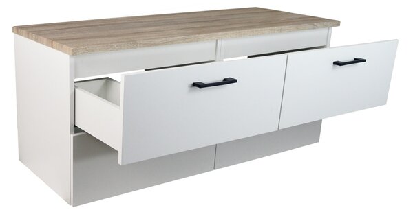 Comodo Kúpeľňová skrinka pod doskové umývadlo Agria NEW W 120-HD - biela/dub sonoma