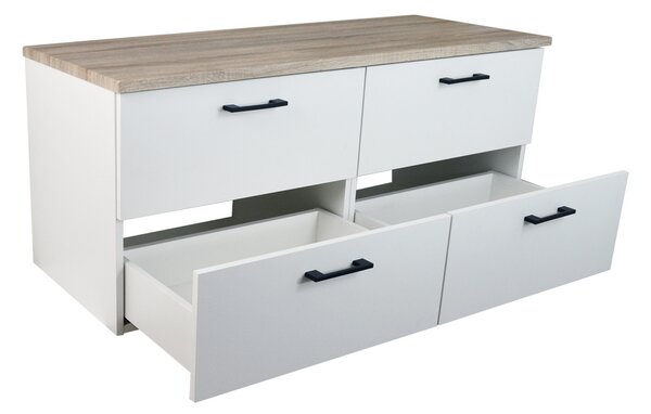 Comodo Kúpeľňová skrinka pod doskové umývadlo Agria NEW W 120-HD - biela/dub sonoma