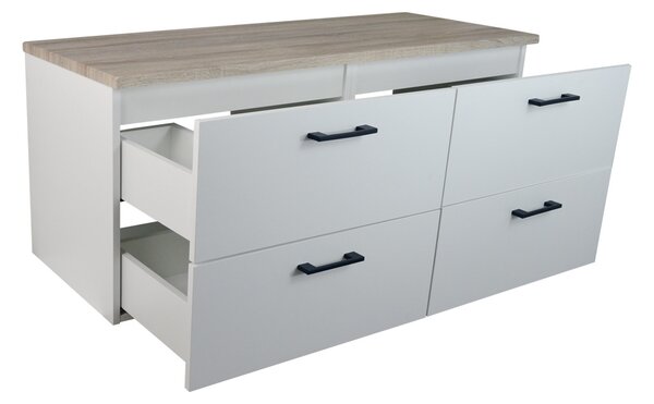 Comodo Kúpeľňová skrinka pod doskové umývadlo Agria NEW W 120-HD - biela/dub sonoma