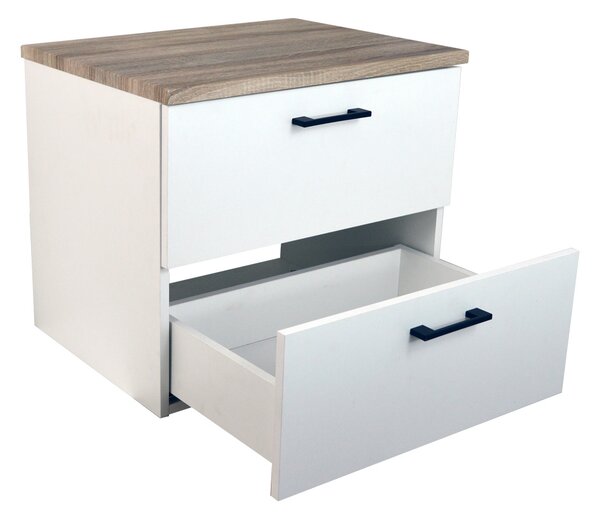 Comodo Kúpeľňová skrinka pod doskové umývadlo Agria NEW W 60-HD - biela/dub sonoma