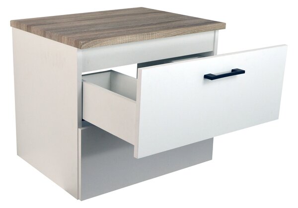 Comodo Kúpeľňová skrinka pod doskové umývadlo Agria NEW W 60-HD - biela/dub sonoma