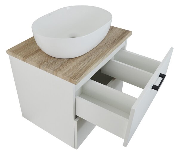 Comodo Kúpeľňová skrinka pod doskové umývadlo Agria NEW W 60-HD - biela/dub sonoma