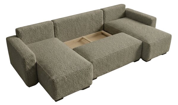 Rozkladacia sedacia súprava do U SMART BOUCLE 303x143 cm, sivohnedá