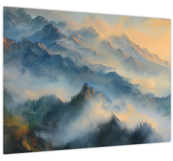 Obraz - Maľovaná horská krajina (70x50 cm)