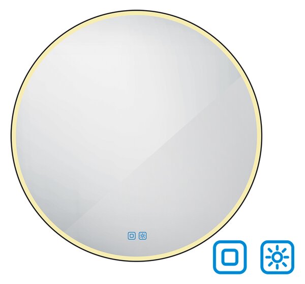 Nimco Čierne okrúhle LED zrkadlo pr. 1000 mm s dvoma dotykovými senzormi - ZPC 28004RVX-90