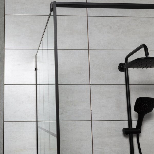Novoterm Sprchová zastena Walk-in NV-Techno 100, čierna/transparent - bez vaničky