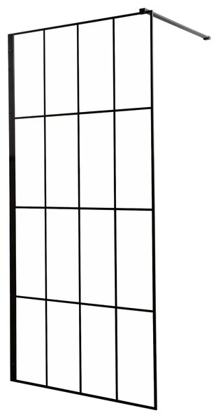 Novoterm Sprchová zastena Walk-in NV-Techno 100, čierna/transparent - bez vaničky