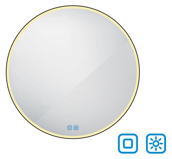 Nimco Čierne okrúhle LED zrkadlo pr. 900 mm s dvoma dotykovými senzormi - ZPC 28003RVX-90