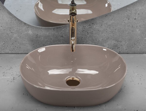 Keramické umývadlo na dosku REA LISA 49x35, beige lesk