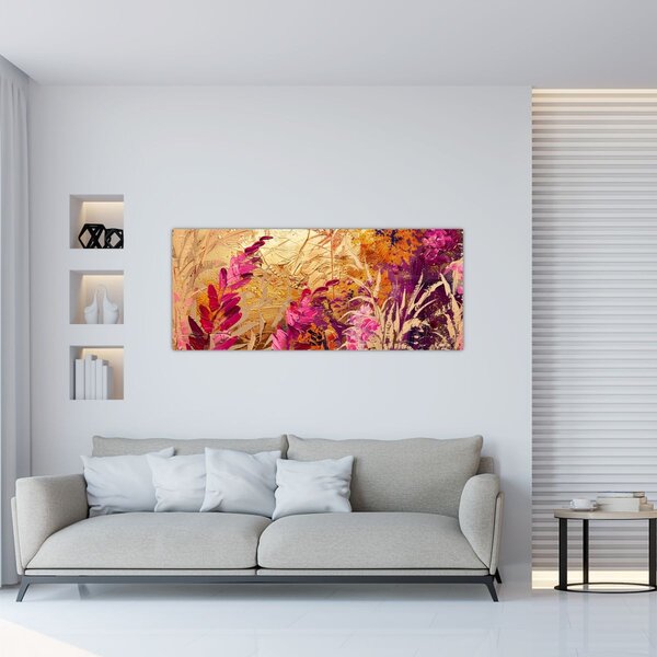 Obraz - Abstraktná maľba kvetov II. (120x50 cm)