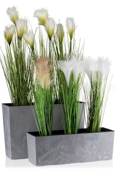 PLASTOVÝ KVETINÁČ BOUQUET 19X56 CM IMITÁCIA BETÓNU SIVÁ