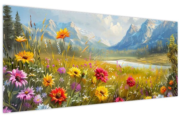 Obraz - Maľovaná krajina (120x50 cm)