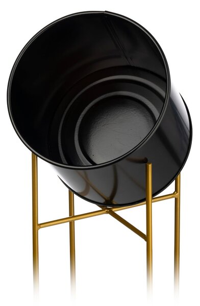 KOVOVÝ KVETINÁČ SO STOJANOM GLAMOUR 55X24 CM ČIERNA/ZLATÁ