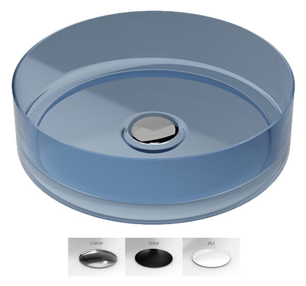Besco Umývadlo na dosku zo syntetickej živice Enya 36 cm Blue Wave s výpustom Click-Clack BESCO-Typ výpuste: Click-Clack bez prepadu, chróm