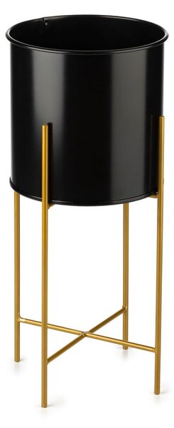 KOVOVÝ KVETINÁČ SO STOJANOM GLAMOUR 55X24 CM ČIERNA/ZLATÁ