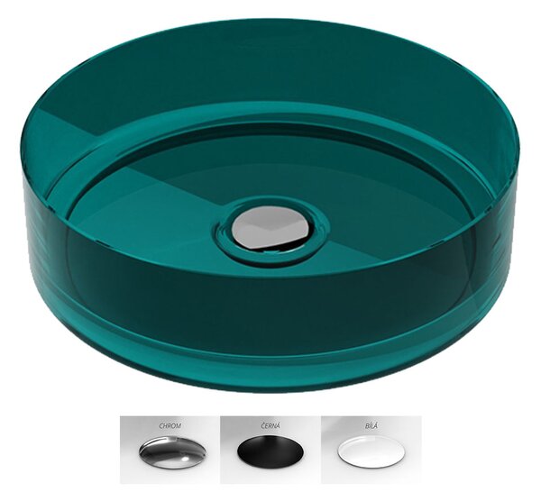 Besco Umývadlo na dosku zo syntetickej živice Enya 36 cm Ocean Breeze s výpusťou Click-Clack BESCO-Typ výpuste: Click-Clack bez prepadu, chróm