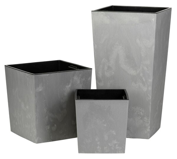 PLASTOVÝ KVETINÁČ PORTO 75X39,5X39,5 CM IMITÁCIA BETÓNU SIVÁ