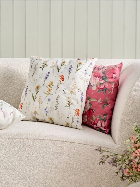 Sinsay - Dekoratívny vankúš s kvetmi - krémová