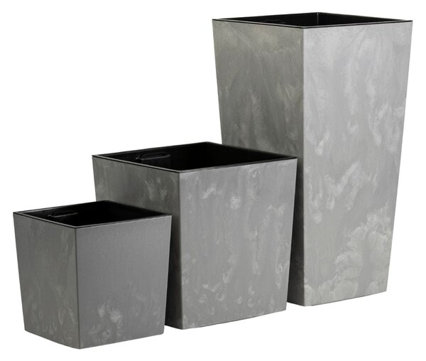 PLASTOVÝ KVETINÁČ PORTO 75X39,5X39,5 CM IMITÁCIA BETÓNU SIVÁ