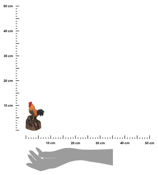 Záhradná figúrka z polyesterovej živice Rooster, 11,4 cm, viacfarebná