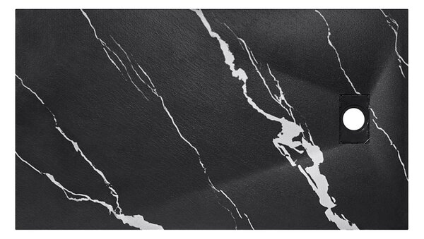 Besco Obdĺžniková sprchová vanička z SMC kompozitu VEXO MARBLE BLACK R 100x80 (120x80, 120-180x90)