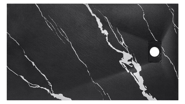 Besco Obdĺžniková sprchová vanička z SMC kompozitu VEXO MARBLE BLACK R 100x80 (120x80, 120-180x90)