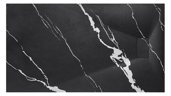 Besco Obdĺžniková sprchová vanička z SMC kompozitu VEXO MARBLE BLACK R 100x80 (120x80, 120-180x90)
