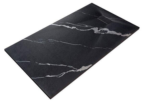 Besco Obdĺžniková sprchová vanička z SMC kompozitu VEXO MARBLE BLACK R 100x80 (120x80, 120-180x90)