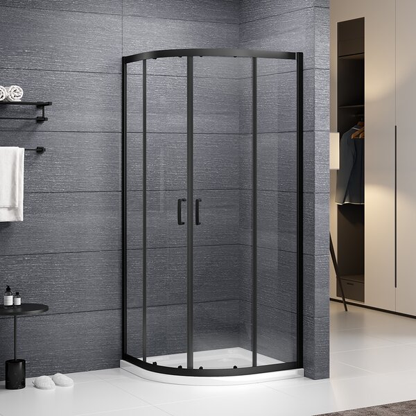 Roth Štvrťkruhový sprchový kút ALBIS BLACK - bez vaničky ROTH-Variant: rozmery: 80x80 cm - (ALBIS BLACK/800 - N0786), ROTH-Profily: profily: čierna (elox), výplň: transparentná