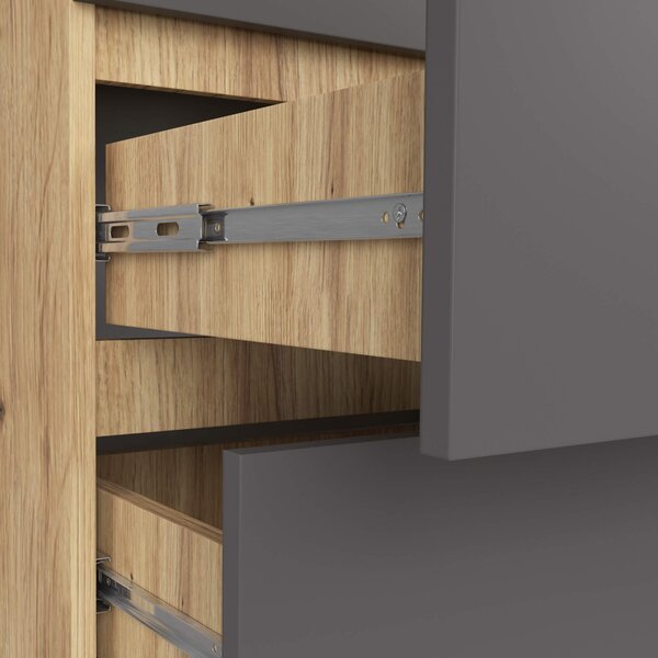 Ak furniture Komoda Kuba 60 cm - 6 zásuviek dub artisan/grafitová