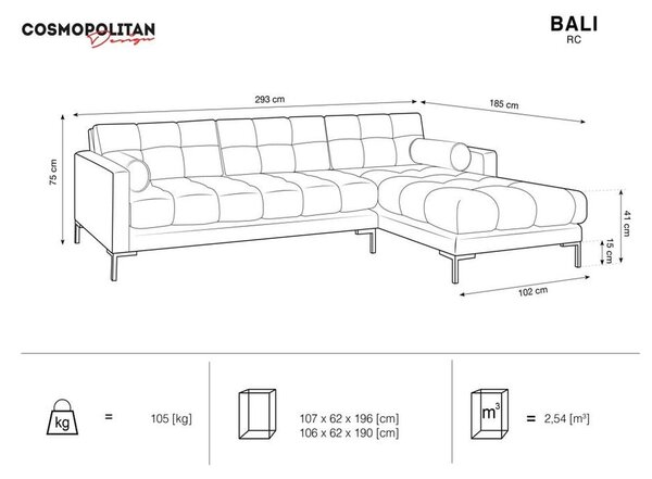 Tmavozelená zamatová rohová pohovka Cosmopolitan Design Bali, ľavý roh