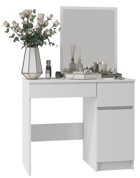 Ak furniture Kozmetický stolík so zrkadlom P-2 II 90x50 cm biely pravý
