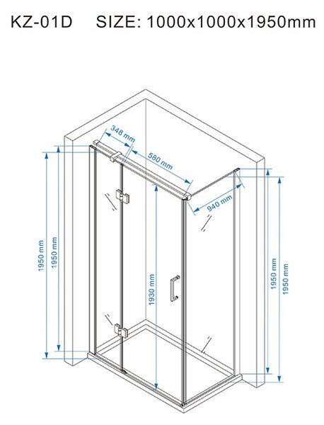BPS-koupelny Štvorcový sprchovací kút ZES KZ01D BL 100x100 čierny/transparent - bez vaničky