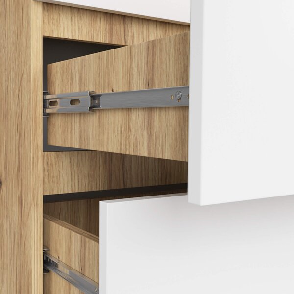 Ak furniture Komoda Kuba 60 cm - 6 zásuviek dub artisan/biela