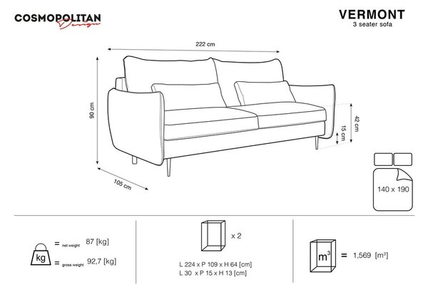Béžová rozkladacia pohovka s úložným priestorom Cosmopolitan Design Vermont