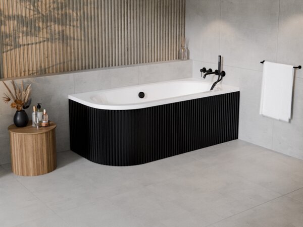 Besco Krycí panel k asymetrickej vani Avita Ryfle Black P 150x75 (160x75, 170x75, 180x80), čierny BESCO-Rozmery: 150x75