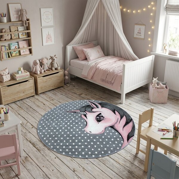 Ayyildiz , Kusový koberec Kids 590 pink kruh, 120x120 (priemer) kruh, ružová, detská izba