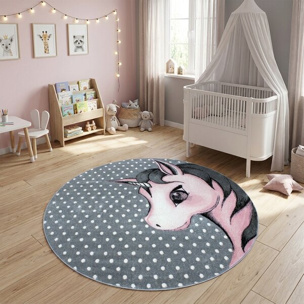Ayyildiz , Kusový koberec Kids 590 pink kruh, 120x120 (priemer) kruh, ružová, detská izba