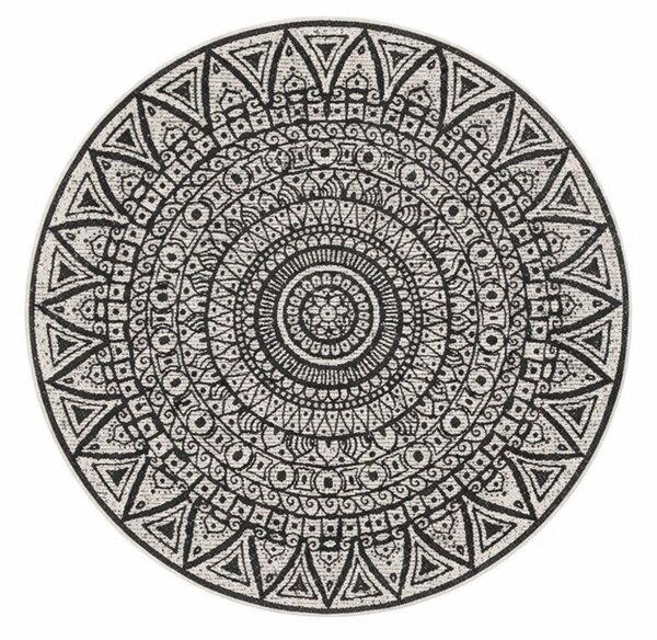 MK Original: Produkty s rodokmenem , Kusový koberec Mojkoberec Original Nora 104161 Black Creme kruh – na von aj na doma, 140x140 (priemer) kruh, čiernobiela, chodba / predsieň