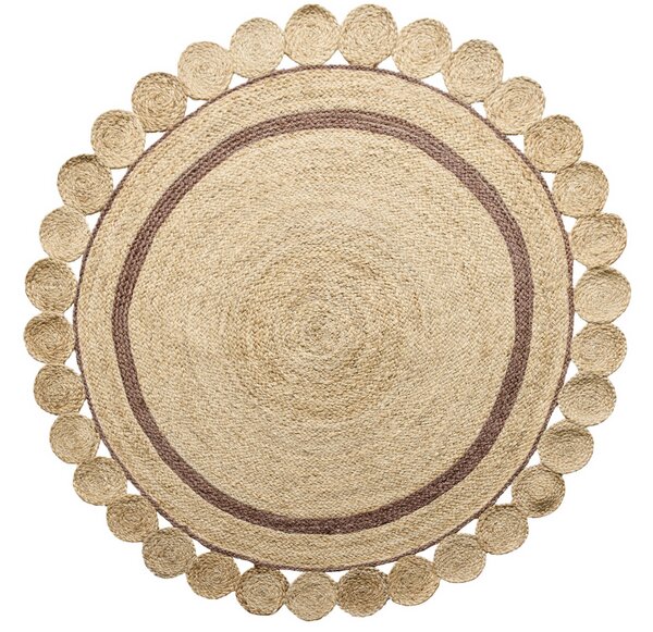 Diamond Carpets India , Ručne viazaný kusový koberec Ora J-28 Natural kruh, 120x120 (priemer) kruh, béžová, chodba / predsieň