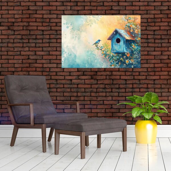 Obraz - Vtáčia búdka, akvarel (90x60 cm)