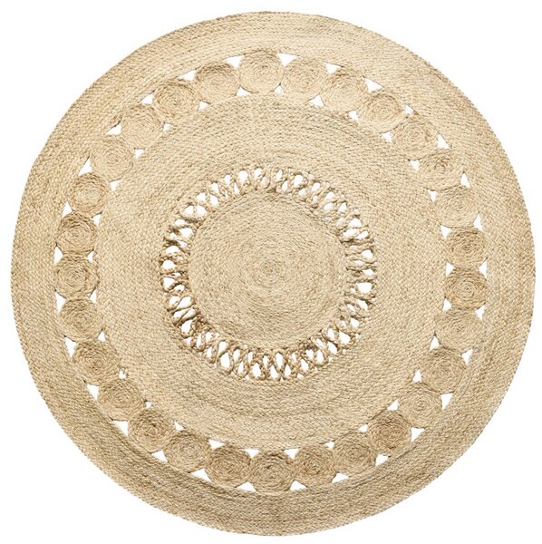 Diamond Carpets India , Ručne viazaný kusový koberec Zora J 29 Natural kruh, 120x120 (priemer) kruh, béžová, chodba / predsieň