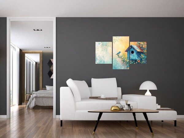 Obraz - Vtáčia búdka, akvarel (90x60 cm)